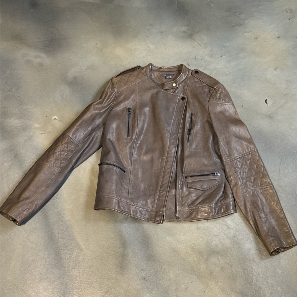 Vince Light brown moto Leather Jacket